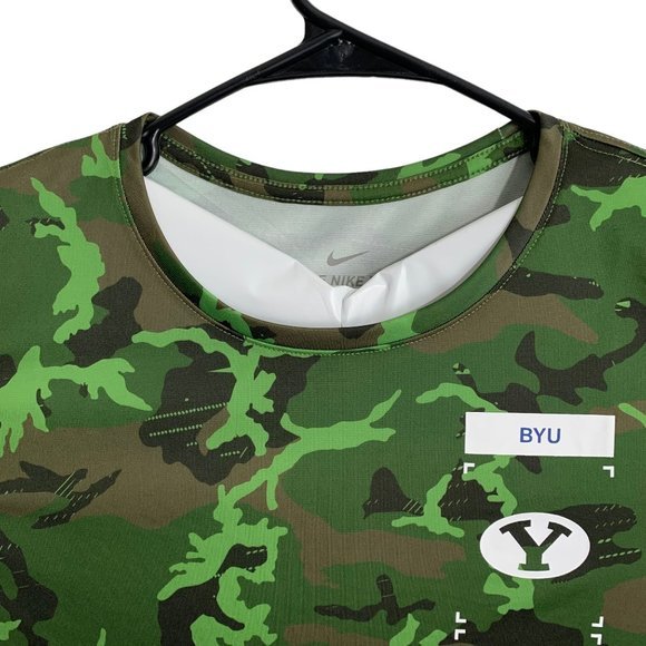 Nike BYU Cougars Football Camo Dri Fit Shirt Women's Size M Green Polyester - Picture 2 of 7